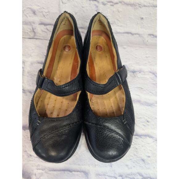 Clarks Womens Black Leather Patch Work Slip On Mary Jane Shoes Size US 8 - Picture 1 of 10